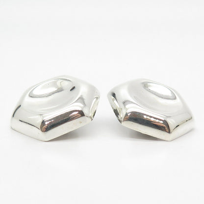 925 Sterling Silver Vintage Mexico Hexagon Clip On Earrings