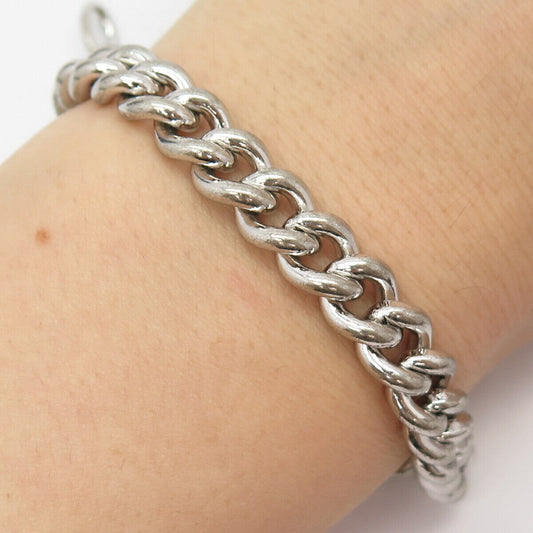 925 Sterling Silver Antique Cuban Link Bracelet 7"