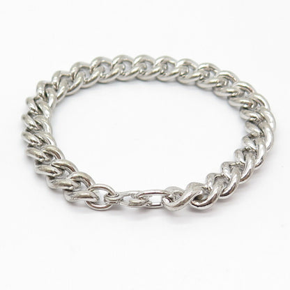 925 Sterling Silver Antique Cuban Link Bracelet 7"