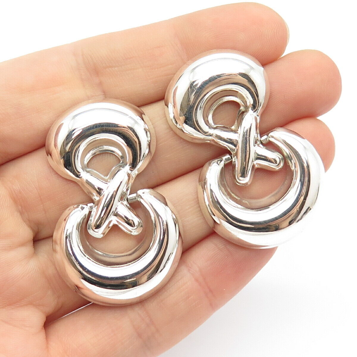 925 Sterling Silver Vintage Mexico Lucky Number "8" Earrings