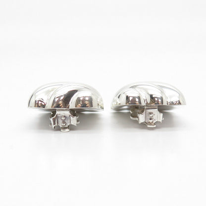 925 Sterling Silver Vintage Bayanihan Ribbed Hollow Clip On Earrings