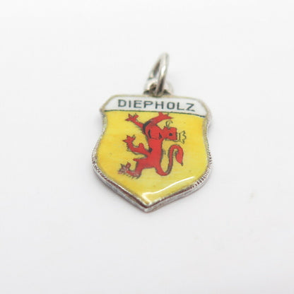 800 Silver Vintage Antiko Enamel "Diepholz" Coat of Arms Charm Pendant