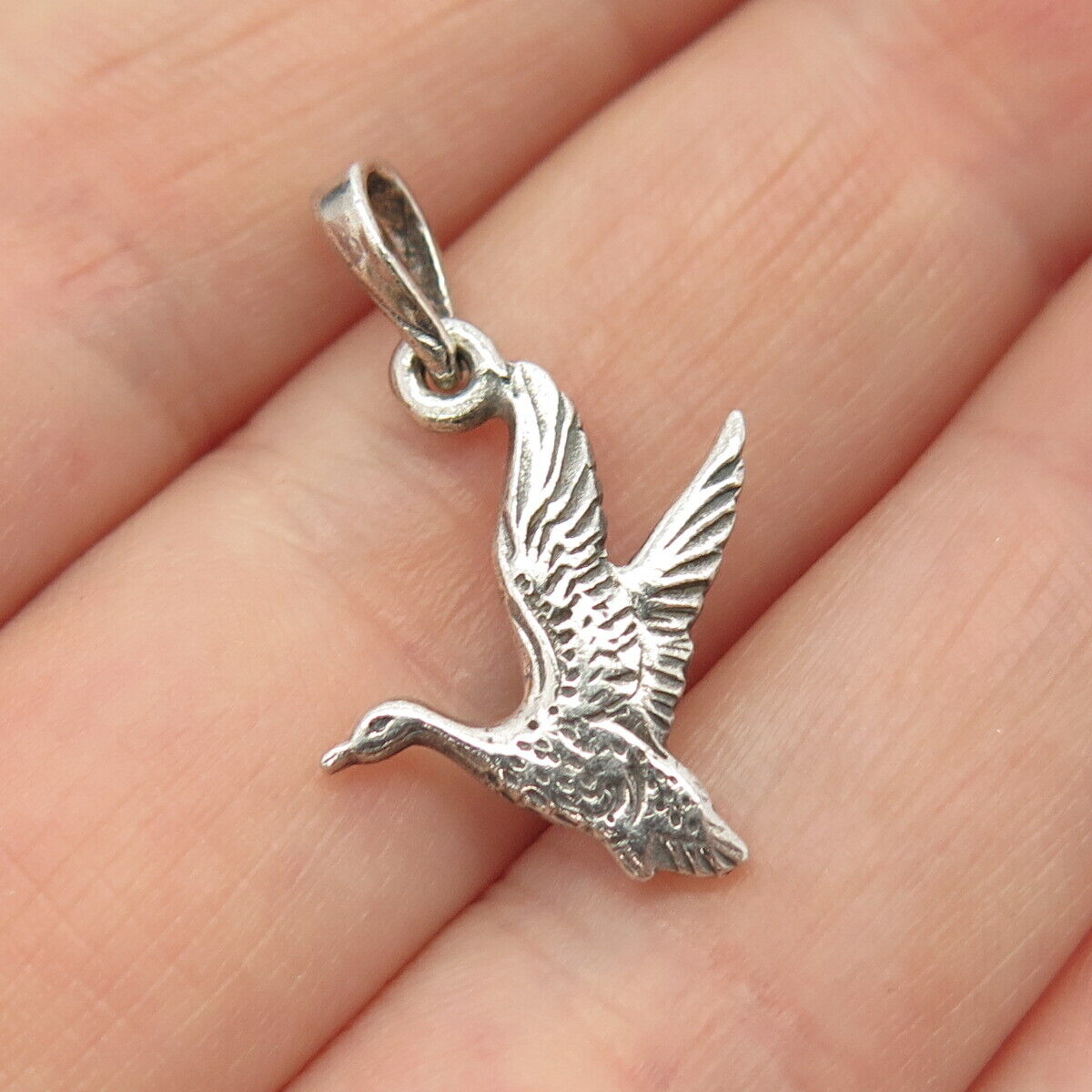 925 Sterling Silver Vintage Flying Bird Pendant