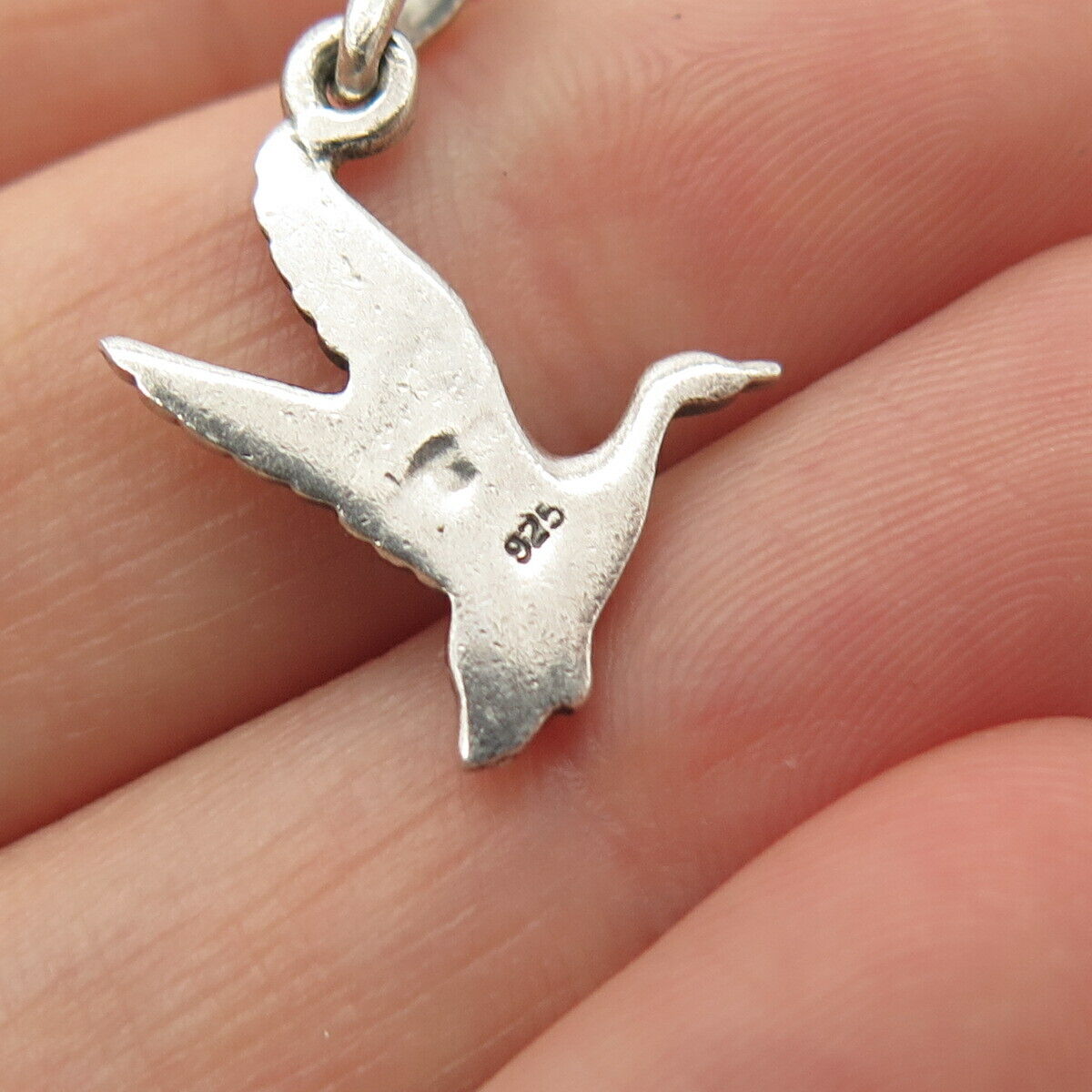 925 Sterling Silver Vintage Flying Bird Pendant