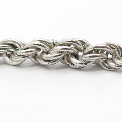 925 Sterling Silver Vintage Italy Twisted Rope Link Bracelet 7 1/4"