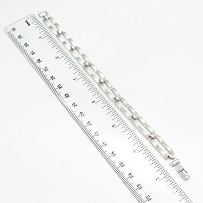 925 Sterling Silver Vintage Wavy Bar Link Bracelet 7"