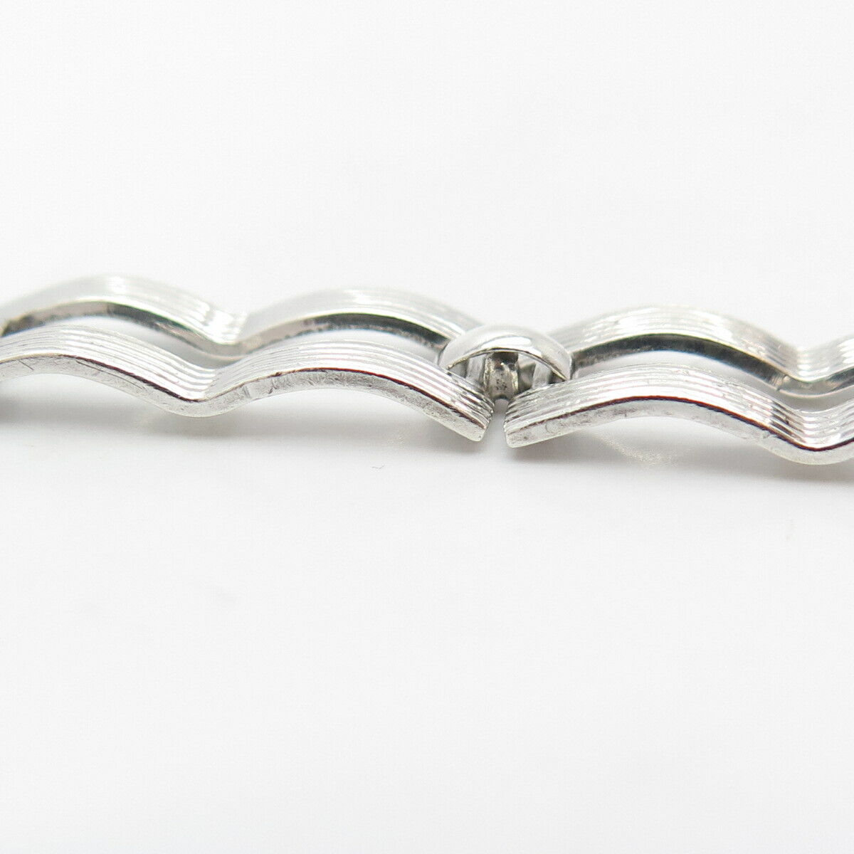 925 Sterling Silver Vintage Wavy Bar Link Bracelet 7"