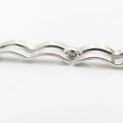 925 Sterling Silver Vintage Wavy Bar Link Bracelet 7"