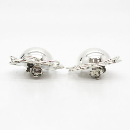 925 Sterling Silver Vintage Mexico Bead Clip On Earrings