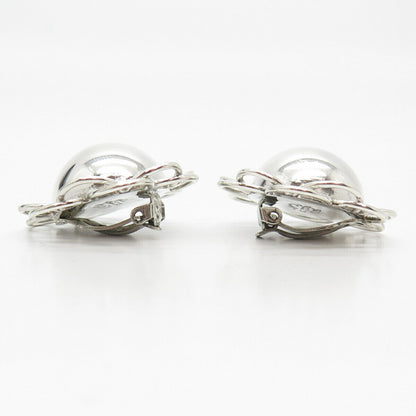 925 Sterling Silver Vintage Mexico Bead Clip On Earrings