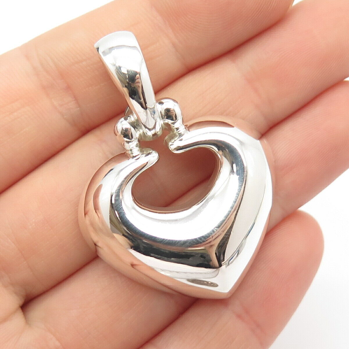 925 Sterling Silver Vintage J. Esposito Heart Pendant