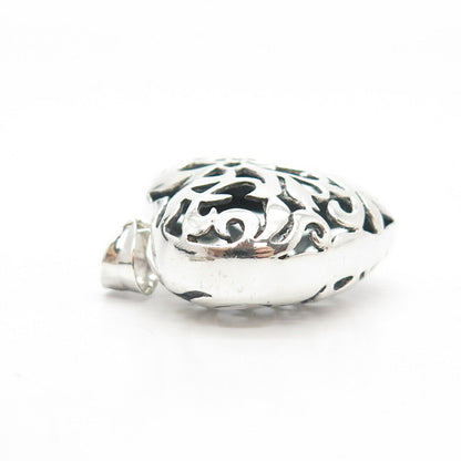 925 Sterling Silver Vintage Ornate Heart Pendant
