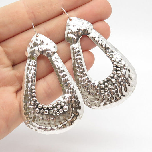 925 Sterling Silver Vintage Modernist Large Dangling Earrings