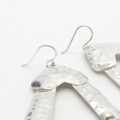 925 Sterling Silver Vintage Modernist Large Dangling Earrings