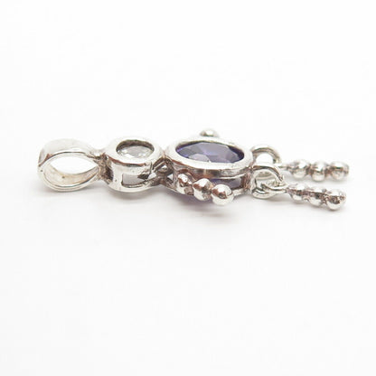 925 Sterling Silver Amethyst-Tone C Z Articulated Human Pendant