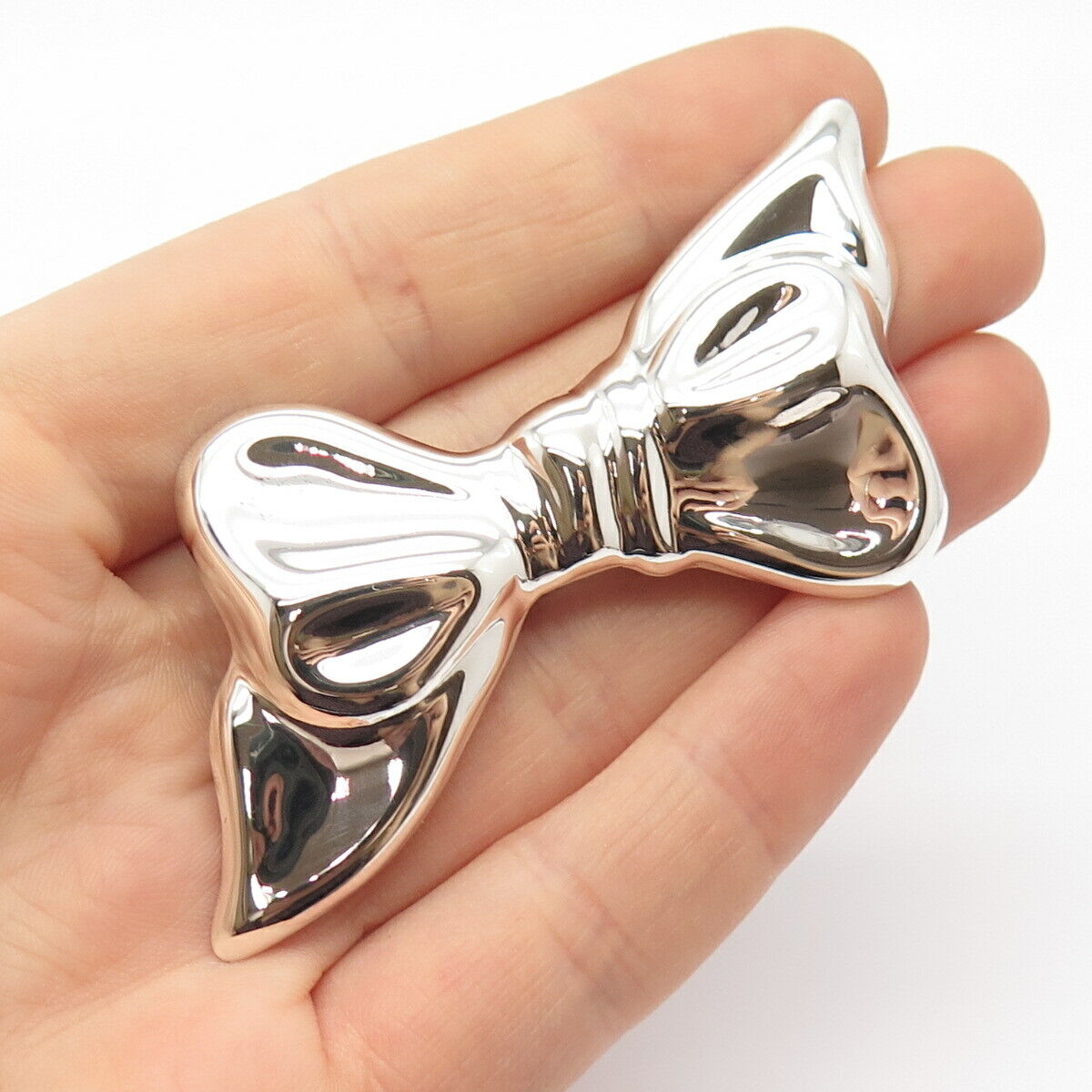 925 Sterling Silver Vintage Bow Pin Brooch