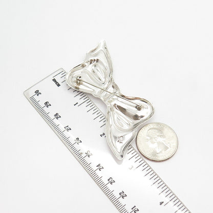 925 Sterling Silver Vintage Bow Pin Brooch