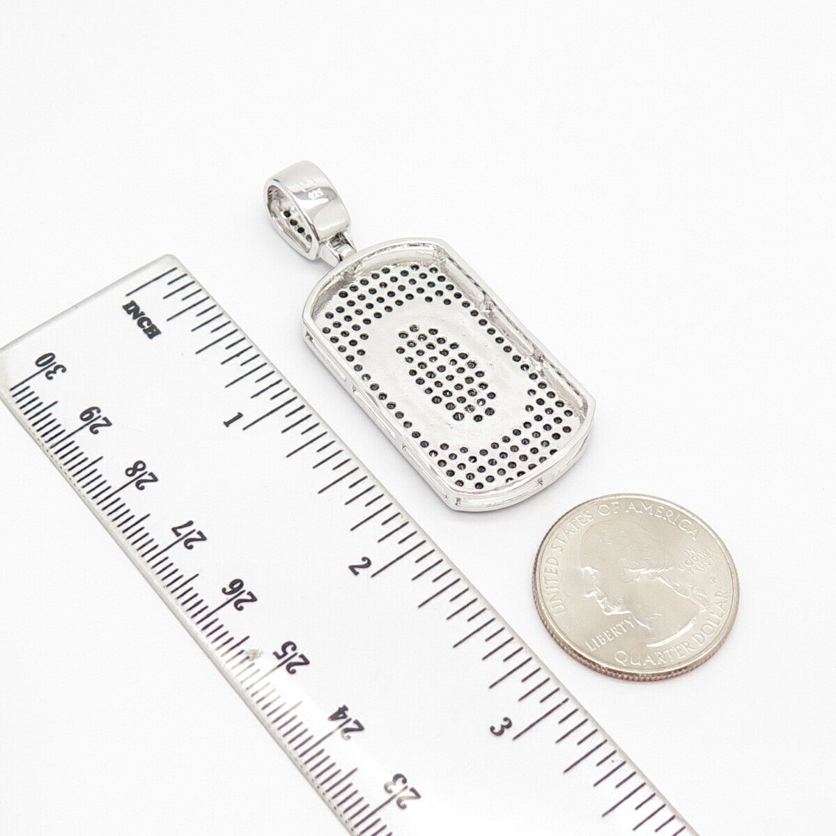 925 Sterling Silver Real Melanite Gem Letter "O" Initial Design Pendant