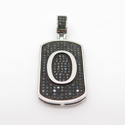 925 Sterling Silver Real Melanite Gem Letter "O" Initial Design Pendant