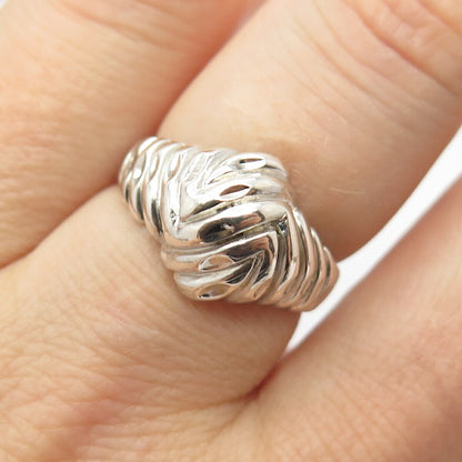 925 Sterling Silver Vintage Ribbed Knot Ring Size 7