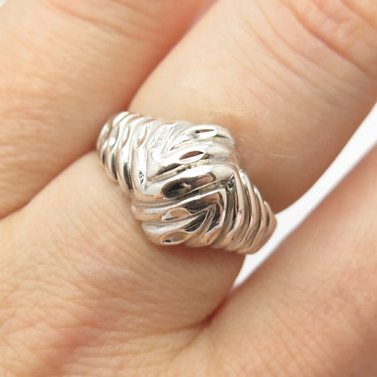 925 Sterling Silver Vintage Ribbed Knot Ring Size 7