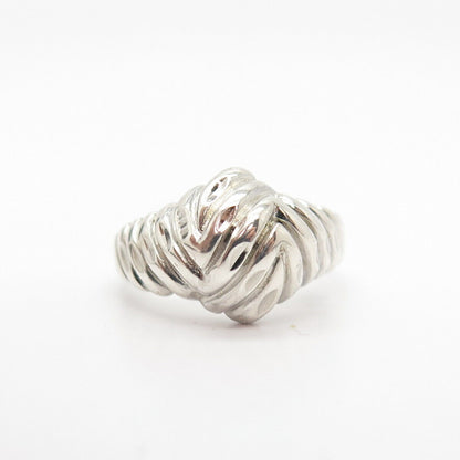 925 Sterling Silver Vintage Ribbed Knot Ring Size 7