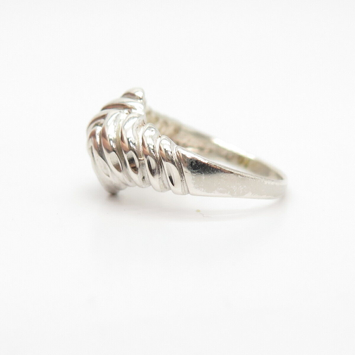 925 Sterling Silver Vintage Ribbed Knot Ring Size 7