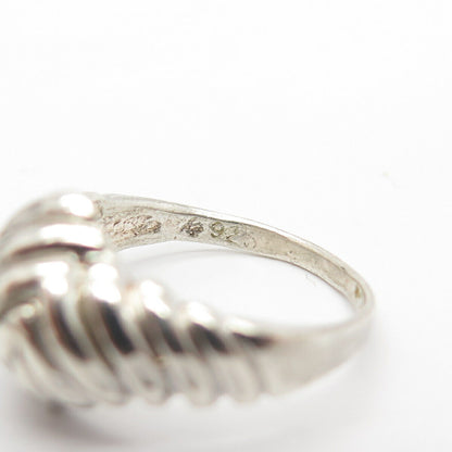 925 Sterling Silver Vintage Ribbed Knot Ring Size 7