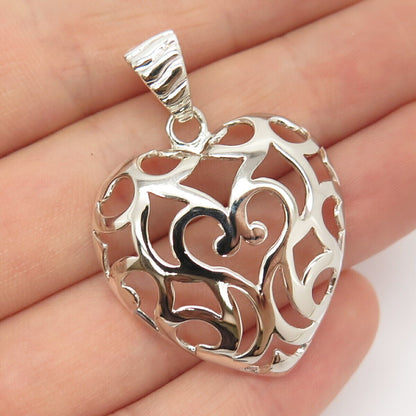 925 Sterling Silver Vintage Italy Milor Cutout Heart Pendant