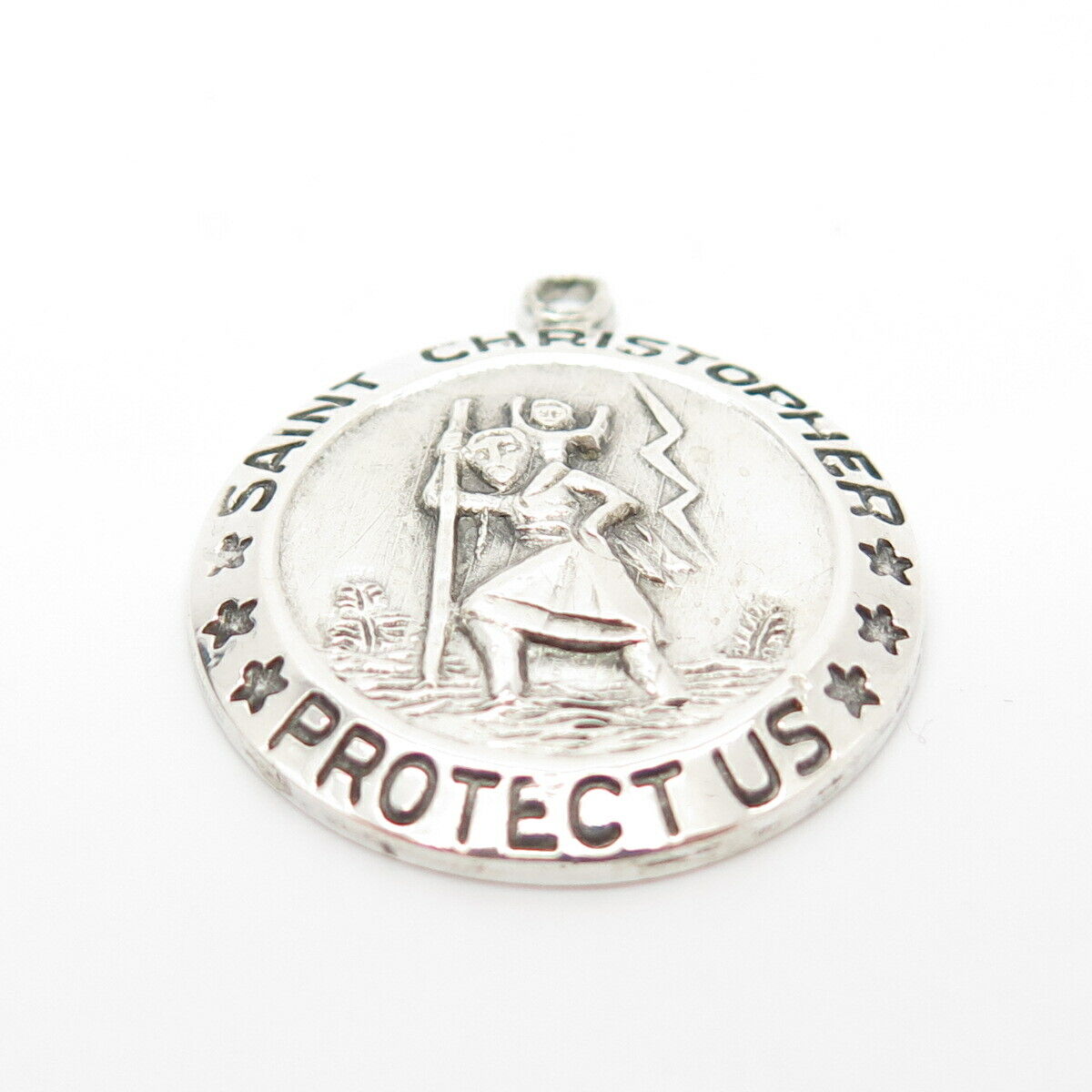 925 Sterling Silver Vintage Chapel St. Christopher Religious Pendant