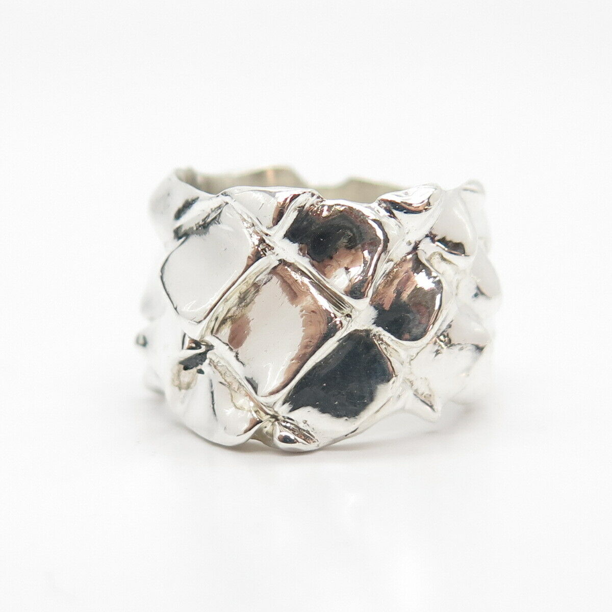 925 Sterling Silver Vintage Modernist Ring Size 8 1/4