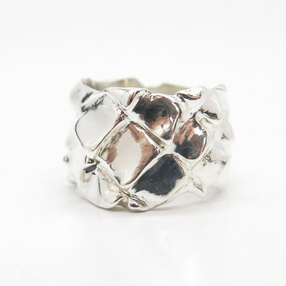 925 Sterling Silver Vintage Modernist Ring Size 8 1/4