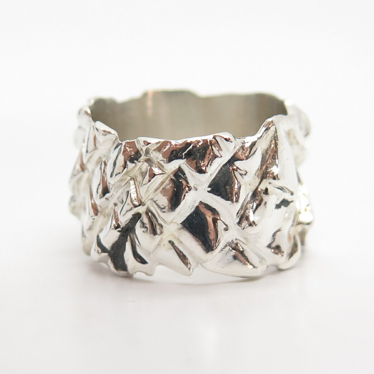 925 Sterling Silver Vintage Modernist Ring Size 8 1/4