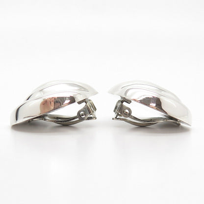 925 Sterling Silver Vintage Mexico Modernist Clip On Earrings