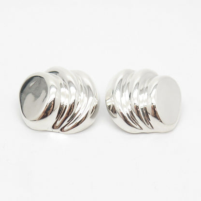 925 Sterling Silver Vintage Mexico Modernist Clip On Earrings