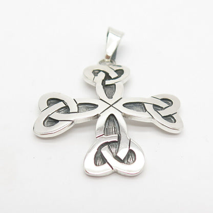 925 Sterling Silver Vintage Celtic Triquetra Cross Pendant