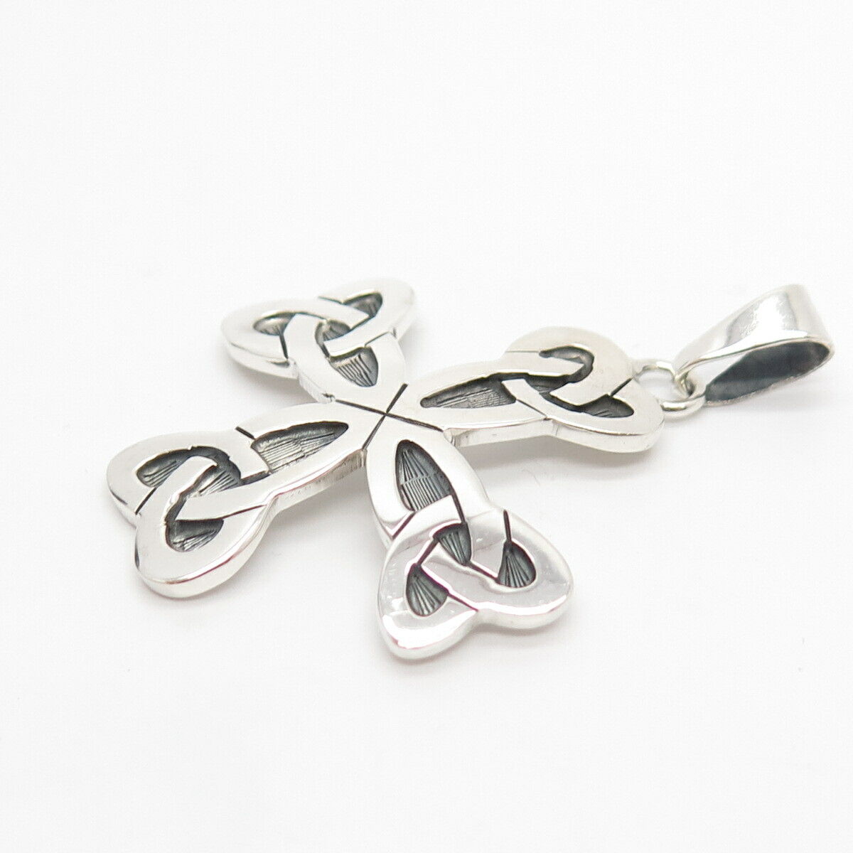 925 Sterling Silver Vintage Celtic Triquetra Cross Pendant