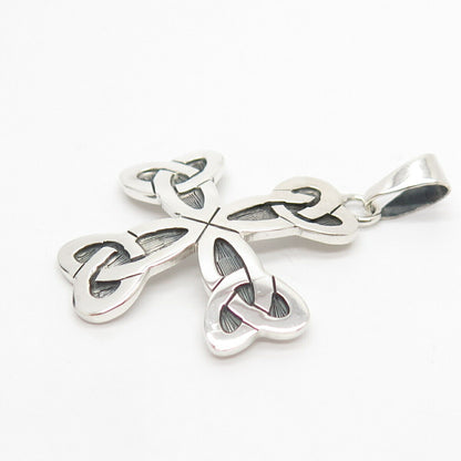 925 Sterling Silver Vintage Celtic Triquetra Cross Pendant