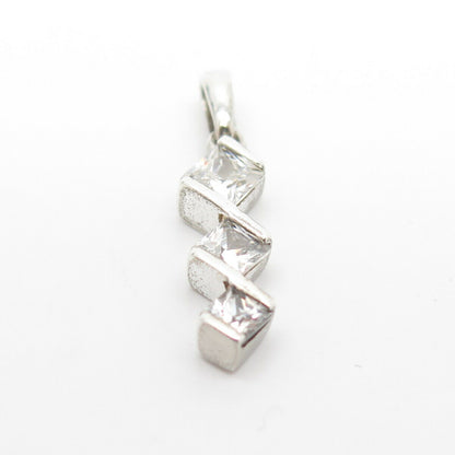 925 Sterling Silver Vintage Radiant-Cut C Z Pendant