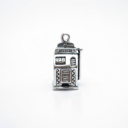 925 Sterling Silver Vintage Slot Machine For Good Luck Charm Pendant