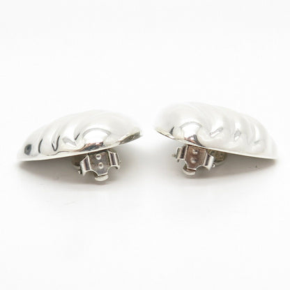 925 Sterling Silver Vintage Mexico Ribbed Clip On Earrings