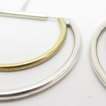 925 Sterling Silver 2-Tone Vintage Double Arc Earrings