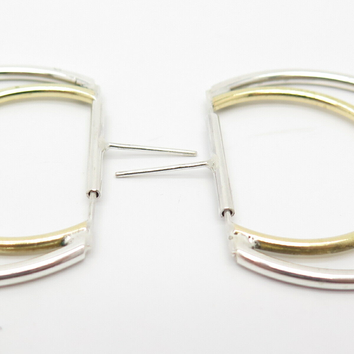 925 Sterling Silver 2-Tone Vintage Double Arc Earrings