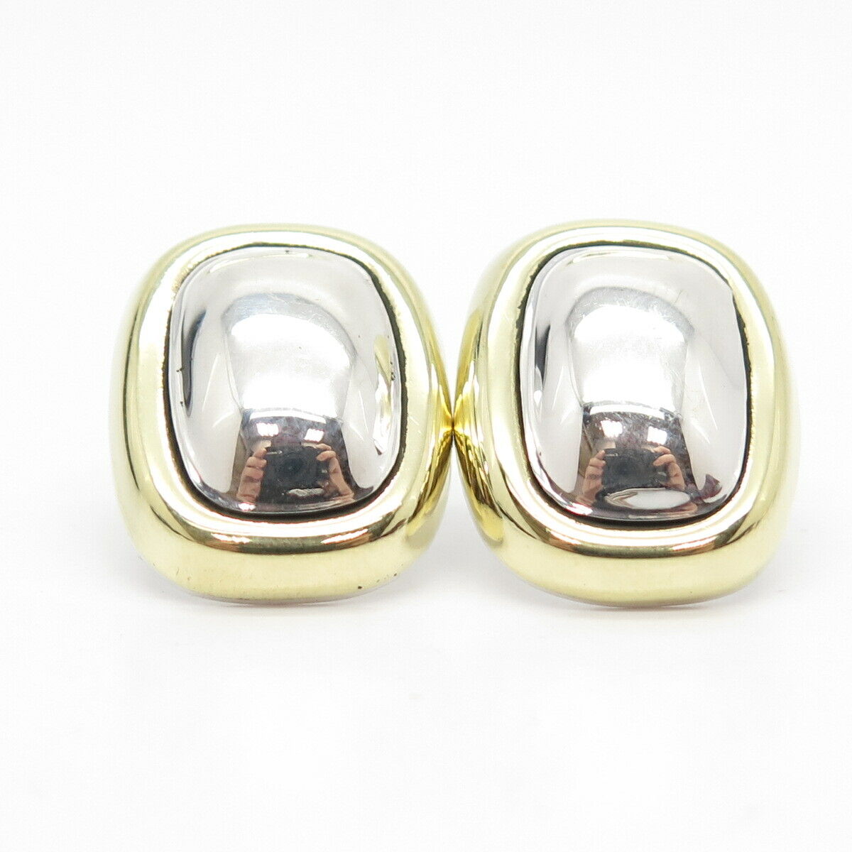 925 Sterling Silver 2-Tone Vintage Modernist Earrings