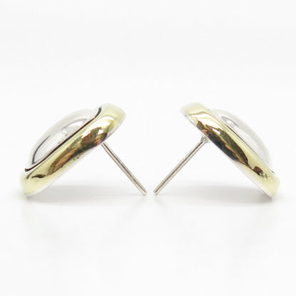 925 Sterling Silver 2-Tone Vintage Modernist Earrings