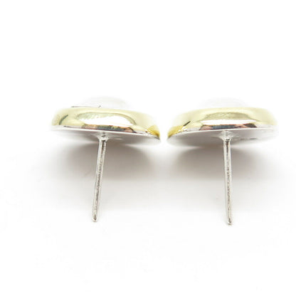 925 Sterling Silver 2-Tone Vintage Modernist Earrings