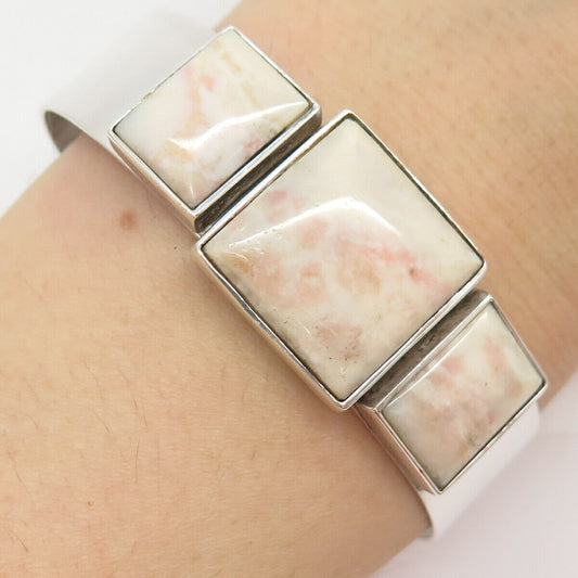 925 Sterling Silver Vintage Jay King Desert Rose Real Jasper Cuff Bracelet 7"