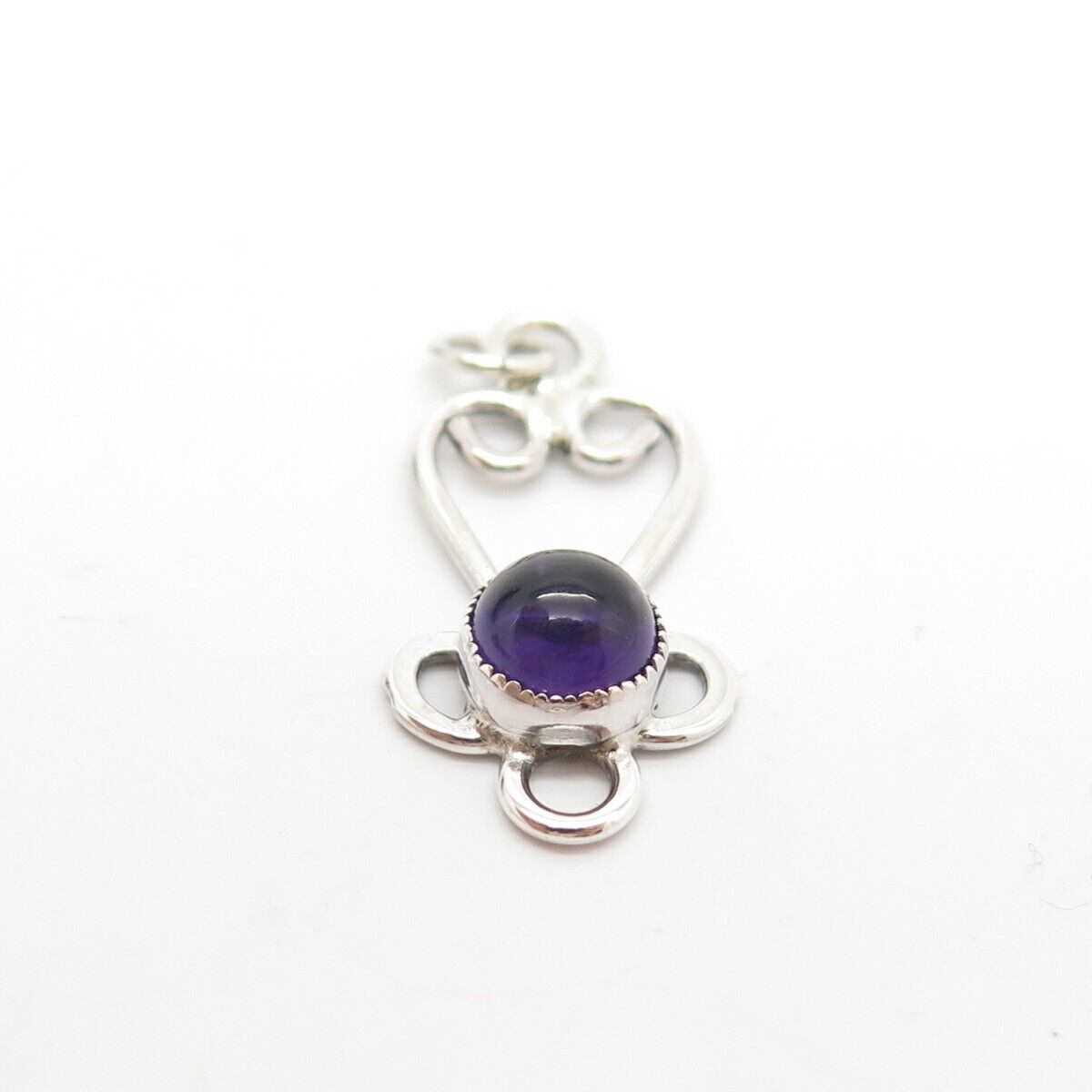 925 Sterling Silver Vintage Real Amethyst Gemstone Pendant