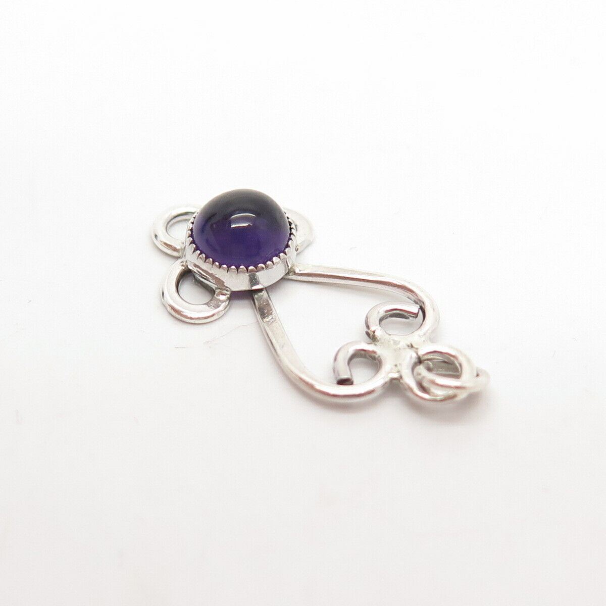 925 Sterling Silver Vintage Real Amethyst Gemstone Pendant