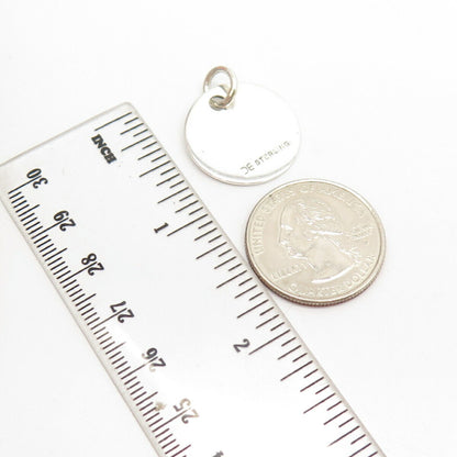 925 Sterling Silver Vintage Round Charm Pendant